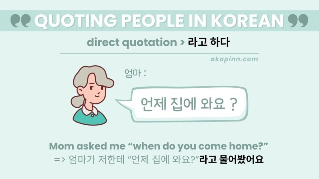 Direct quotation in Korean