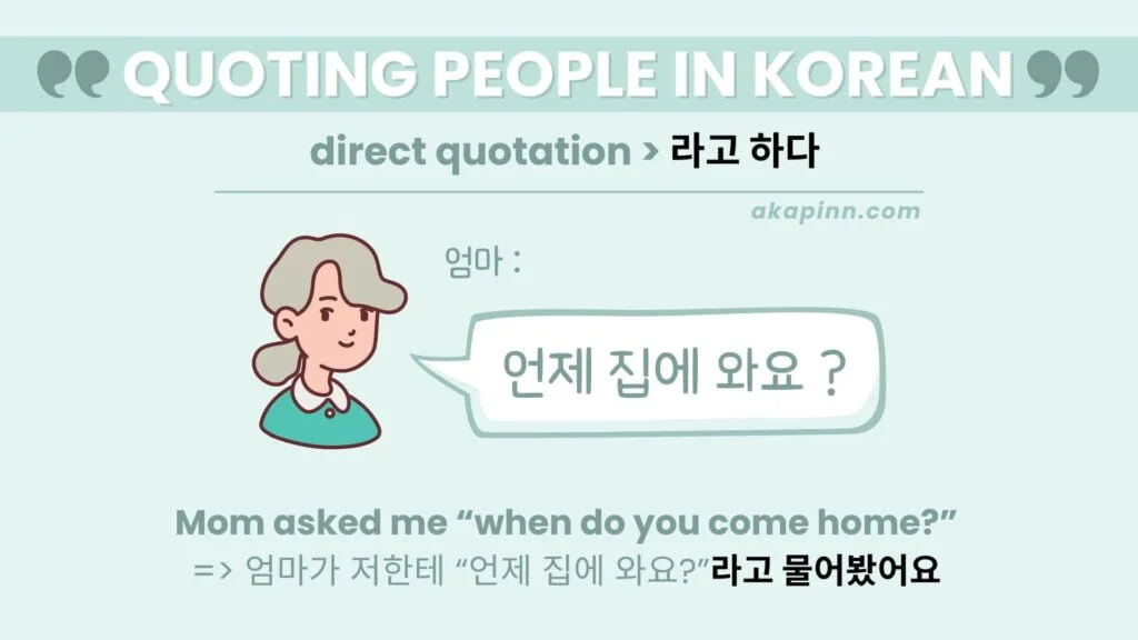 Direct quotation in Korean
